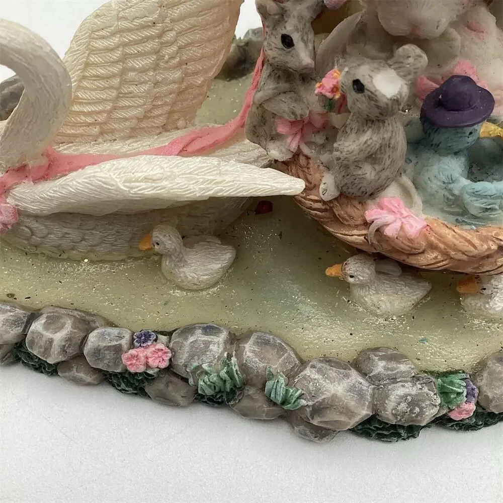 Vintage Swanboat Figurine with Bunnies & Chicks‎ Easter Decor